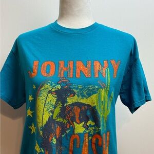 Johnny Cash Teal Graphic Short Sleeve Tee